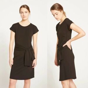 UNIVERSAL STANDARD Misa Jersey Dress Tie Waist Short Sleeve Black